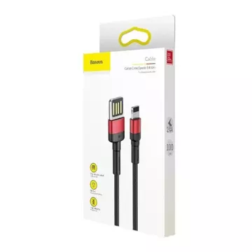 Lightning USB cable (double-sided) Baseus Cafule 2.4A 1m (black and red)