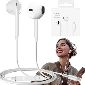 Lightning wired earphones for iPhone 14/13/12/11/PRO/MAX/XS/XR/X/SE with EarPhones microphone White