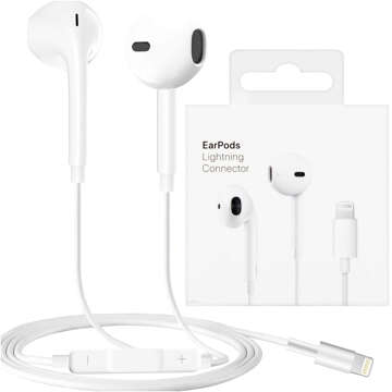 Lightning wired earphones for iPhone 14/13/12/11/PRO/MAX/XS/XR/X/SE with EarPhones microphone White