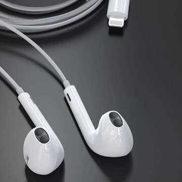 Lightning wired earphones for iPhone 14/13/12/11/PRO/MAX/XS/XR/X/SE with EarPhones microphone White