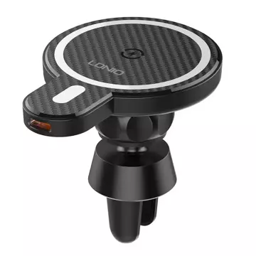 MA20 LDNIO car holder with 15W wireless charger and metal ring (black)