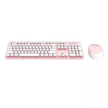 MOFII Sweet 2.4G Wireless Keyboard Mouse Set (White-Pink)