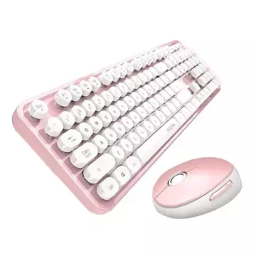 MOFII Sweet 2.4G Wireless Keyboard Mouse Set (White-Pink)