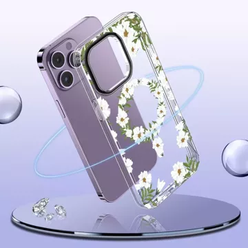 MagMood protective case for MagSafe for iPhone 15 Pro Max spring daisy