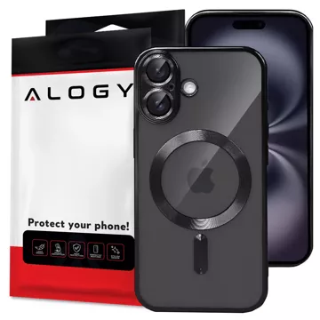 MagSafe Case for Apple iPhone 16 Alogy Glamour Luxury Ring Case Black/Transparent