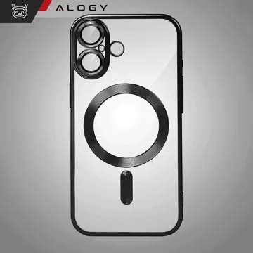 MagSafe Case for Apple iPhone 16 Alogy Glamour Luxury Ring Case Black/Transparent