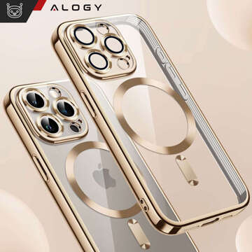 MagSafe Case for iPhone 15 Pro Glamor Luxury Slim Ring Cover Alogy Gold Clear Glass