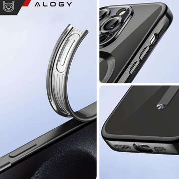 MagSafe Case for iPhone 15 Pro Max Glamor Luxury Cover Slim Ring Alogy Black Transparent Glass