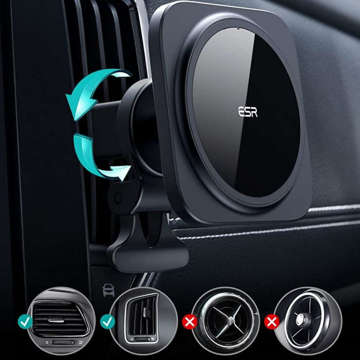 MagSafe ESR HaloLock magnetic car holder for iPhone 13 Black grille