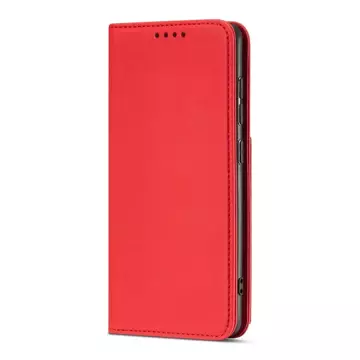 Magnet Card Case Case for Xiaomi Redmi Note 11 Cover Card Wallet Stand Red