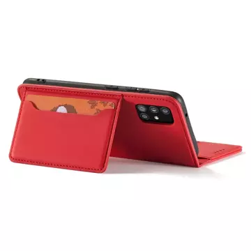 Magnet Card Case Case for Xiaomi Redmi Note 11 Cover Card Wallet Stand Red