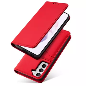 Magnet Card Case case for Samsung Galaxy S22 (S22 Plus) cover card wallet stand red