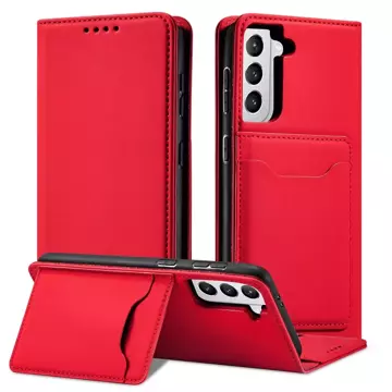 Magnet Card Case case for Samsung Galaxy S22 (S22 Plus) cover card wallet stand red