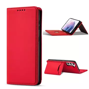 Magnet Card Case case for Samsung Galaxy S22 (S22 Plus) cover card wallet stand red