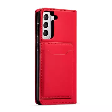 Magnet Card Case case for Samsung Galaxy S22 (S22 Plus) cover card wallet stand red