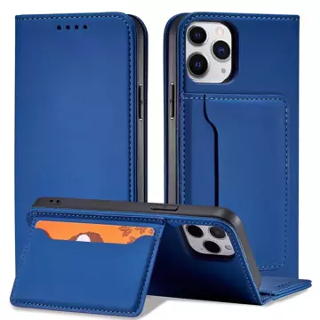 Magnet Card Case case for iPhone 12 Pro cover card wallet stand blue