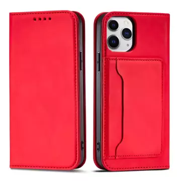 Magnet Card Case case for iPhone 12 cover card wallet stand red