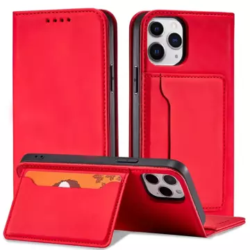 Magnet Card Case case for iPhone 12 cover card wallet stand red