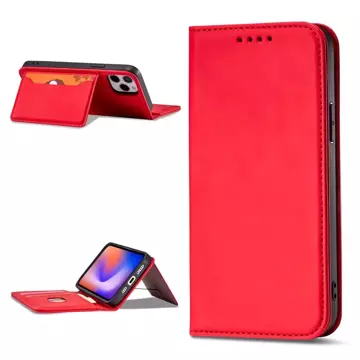 Magnet Card Case case for iPhone 12 cover card wallet stand red