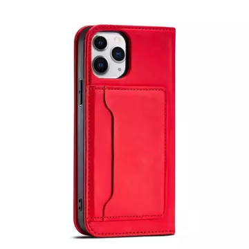 Magnet Card Case case for iPhone 12 cover card wallet stand red