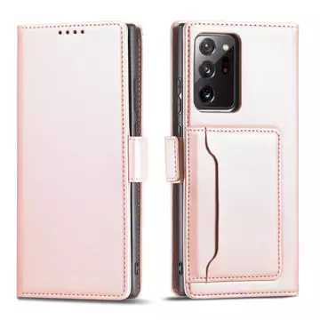 Magnet Card Case for Samsung Galaxy S22 Ultra cover card wallet stand pink