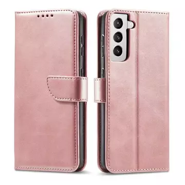 Magnet Case elegant case cover with a flap and stand function for Samsung Galaxy S22 (S22 Plus) pink