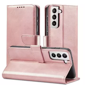 Magnet Case elegant case cover with a flap and stand function for Samsung Galaxy S22 (S22 Plus) pink