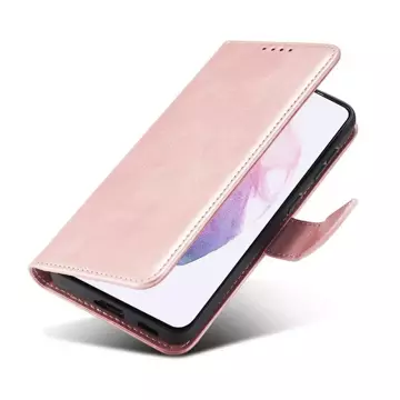 Magnet Case elegant case cover with a flap and stand function for Samsung Galaxy S22 (S22 Plus) pink