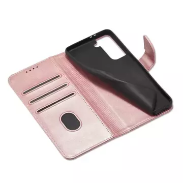 Magnet Case elegant case cover with a flap and stand function for Samsung Galaxy S22 (S22 Plus) pink