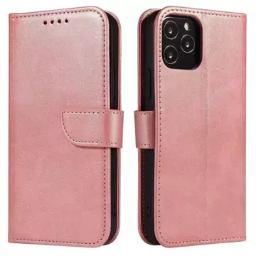 Magnet Case elegant case with a flip cover and stand function for Samsung Galaxy A73 pink