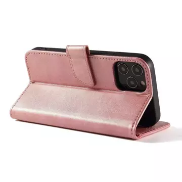 Magnet Case elegant case with a flip cover and stand function for Samsung Galaxy A73 pink