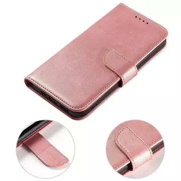 Magnet Case elegant case with a flip cover and stand function for Samsung Galaxy A73 pink