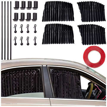 Magnetic Cover Curtain Roller Blind for Front and Rear Side Windows for Car Sun UV Protection Black [4pcs]