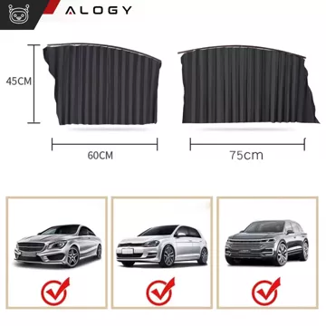 Magnetic Cover Curtain Roller Blind for Front and Rear Side Windows for Car Sun UV Protection Black [4pcs]