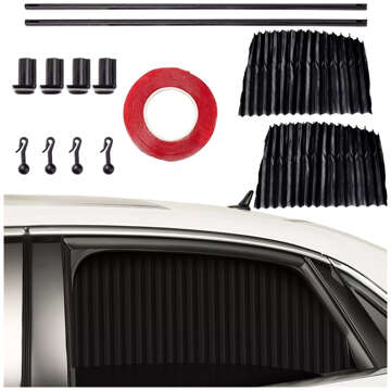 Magnetic Cover Curtain Roller Blind for Rear Side Car Windows Sun UV Protection Black [2pcs]