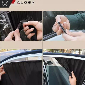 Magnetic Cover Curtain Roller Blind for Rear Side Car Windows Sun UV Protection Black [2pcs]