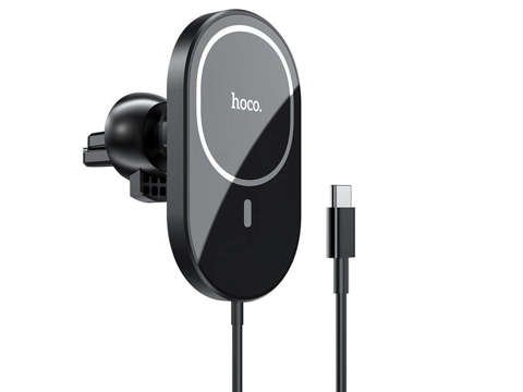 Magnetic car holder with Qi charger MagSafe HOCO CA90 Black