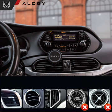 Magnetic car phone holder, window, grille, cockpit, dashboard, car, phone, Alogy Black Organizer