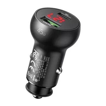 Mcdodo CC-7030 Car Charger, USB USB-C, with Display, 45W (Black)