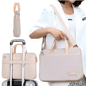 Men's and women's shoulder briefcase bag for laptop tablet 15.6 inch fabric travel cover Alogy Beige