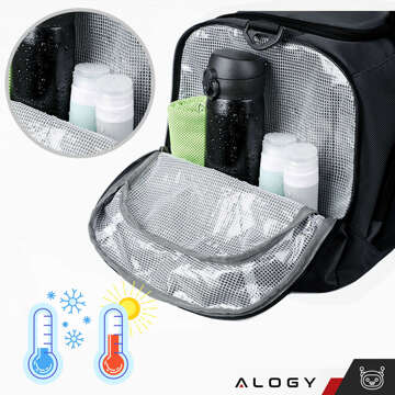 Men's women's shoulder training sports bag for the gym, thermal fabric travel bag, capacity 40l Alogy Black