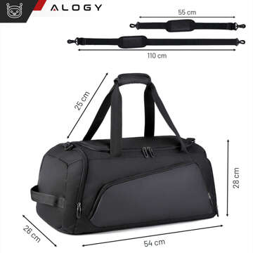 Men's women's shoulder training sports bag for the gym, thermal fabric travel bag, capacity 40l Alogy Black