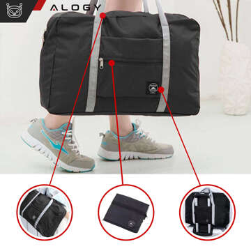 Men's women's sports shoulder bag for the gym training hand luggage 48x32 fabric Alogy Sport Black