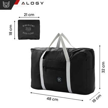 Men's women's sports shoulder bag for the gym training hand luggage 48x32 fabric Alogy Sport Black