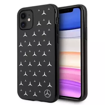 Mercedes MEHCN61ESPBK protective case for Apple iPhone 11 / Xr 6.1" black/black hardcase Silver Stars Pattern