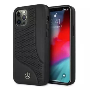 Mercedes MEHCP12LCDOBK protective case for Apple iPhone 12 Pro Max 6.7" black/black hardcase Leather Perforated Area