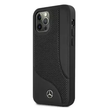 Mercedes MEHCP12LCDOBK protective case for Apple iPhone 12 Pro Max 6.7" black/black hardcase Leather Perforated Area