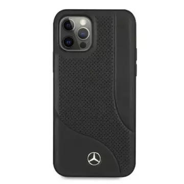 Mercedes MEHCP12LCDOBK protective case for Apple iPhone 12 Pro Max 6.7" black/black hardcase Leather Perforated Area