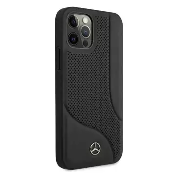 Mercedes MEHCP12LCDOBK protective case for Apple iPhone 12 Pro Max 6.7" black/black hardcase Leather Perforated Area