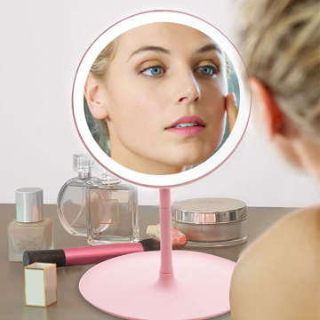 Mirror with LED lighting make-up lamp illuminated mirror 3 lighting modes Pink